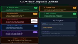 ADA compliance checklist for websites including alt text, contrast, and keyboard navigation