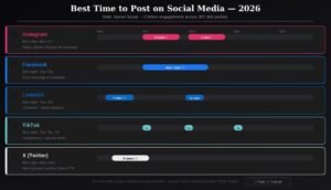 Best time to post on social media by platform in 2026 infographic