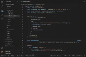 GitHub Copilot AI code suggestion shown in VS Code for web developer workflow